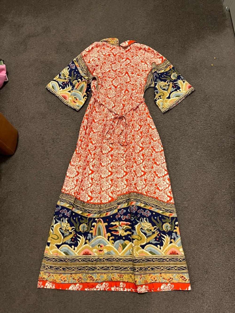 Vintage Gilead Floral Dragon Kimono Style Maxi Dress - Picture 3 of 11